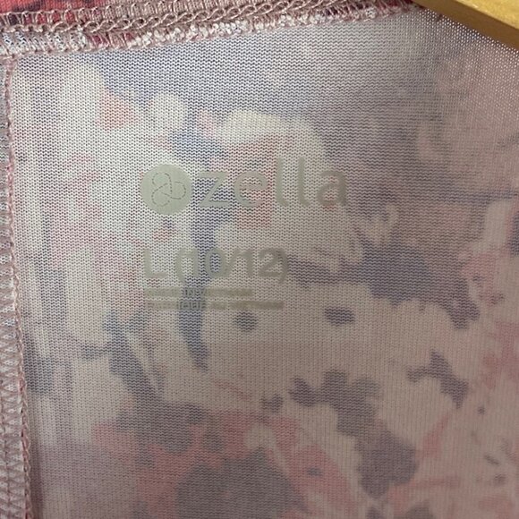 New Nordstrom Zella Girl Print Curved Hem T-Shirt Pink Splatter Size Large Top L - Picture 7 of 8